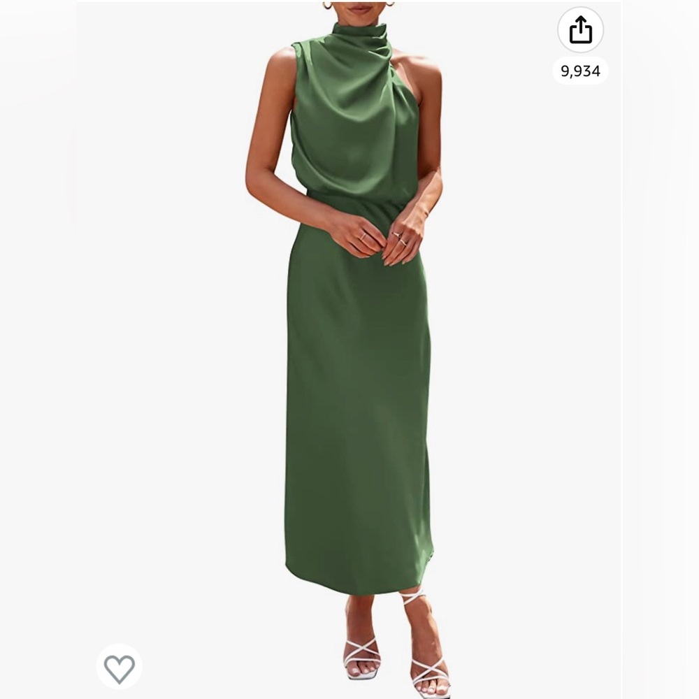 PRETTYGARDEN Women's Satin Maxi Dress Sleeveless Mock Neck